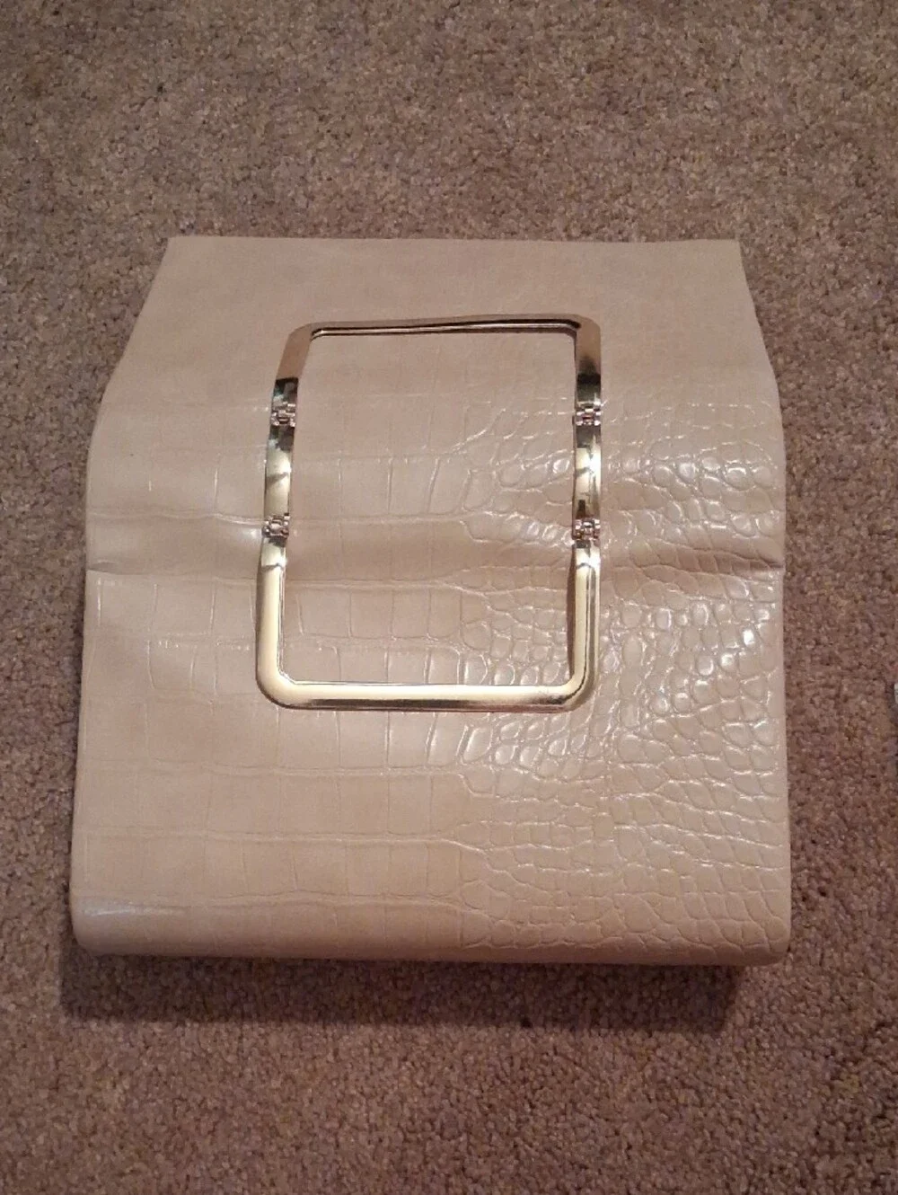 Charming Tailor Nude Croc Embossed Clutch Handbag Like New